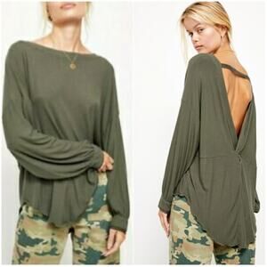 FREE PEOPLE Shimmy Shake Top Army Green Size XS